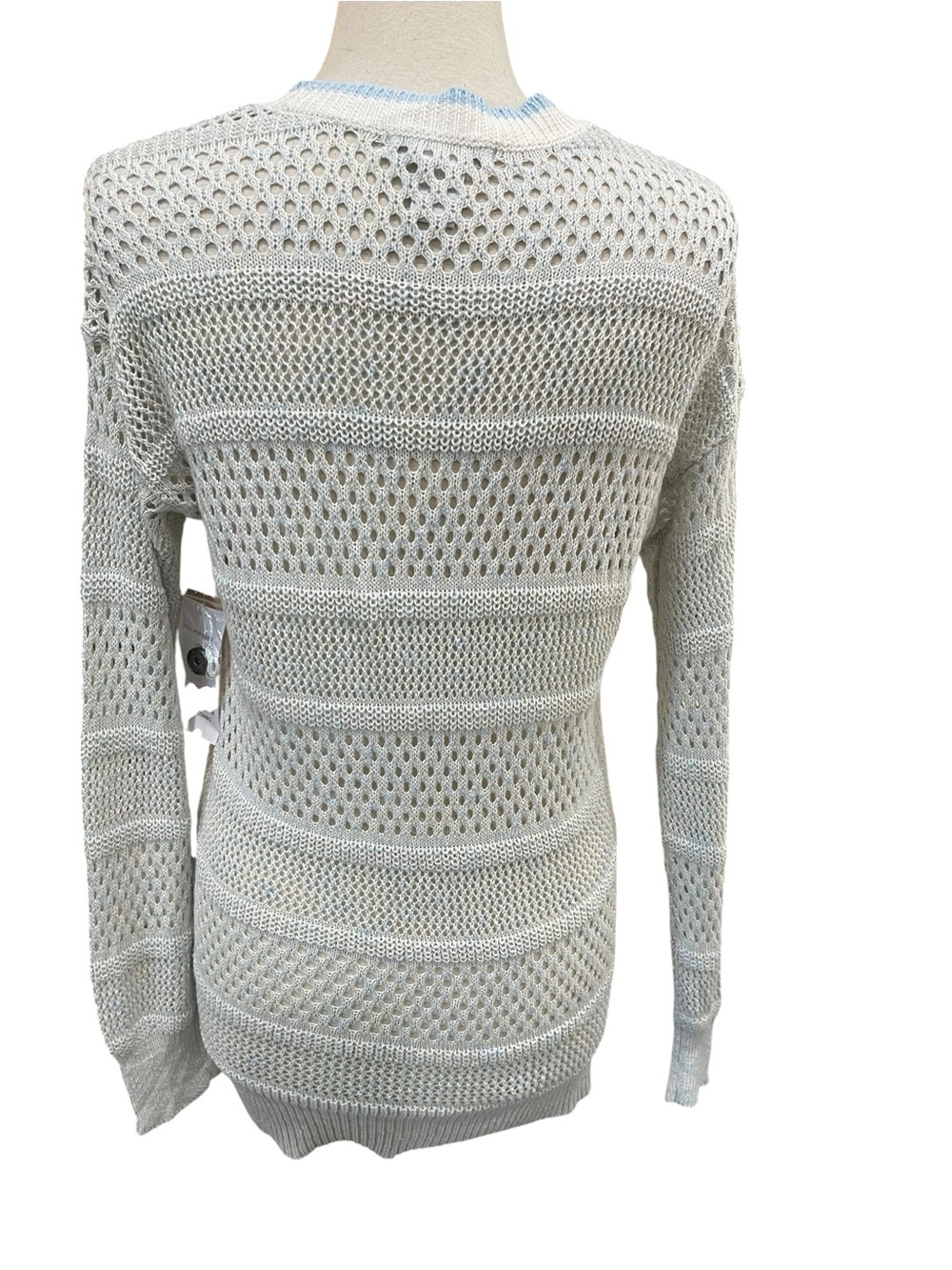 New Design History Pointelle Knit Light And Airy Cardigan Sweater Blue SZ S - Picture 3 of 6